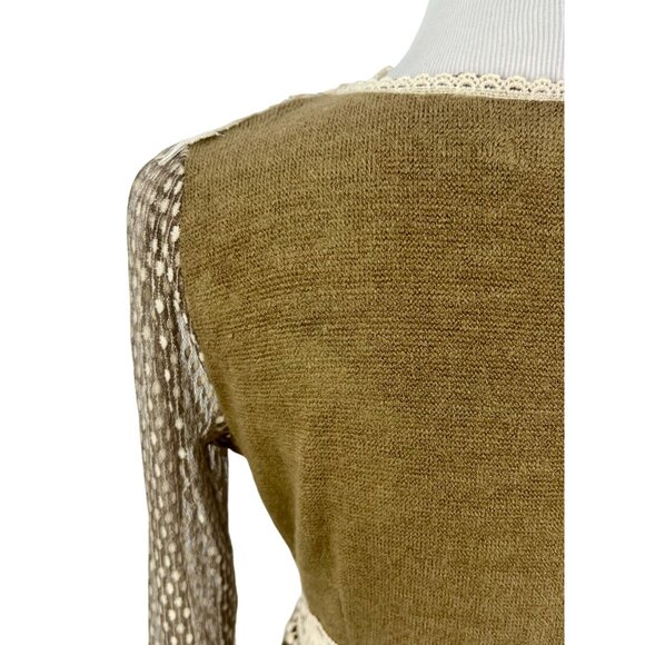 RARE Anthropologie x A'Reve Vintage-Inspired Lace & Feather Trim Knit Sweater - Picture 8 of 12